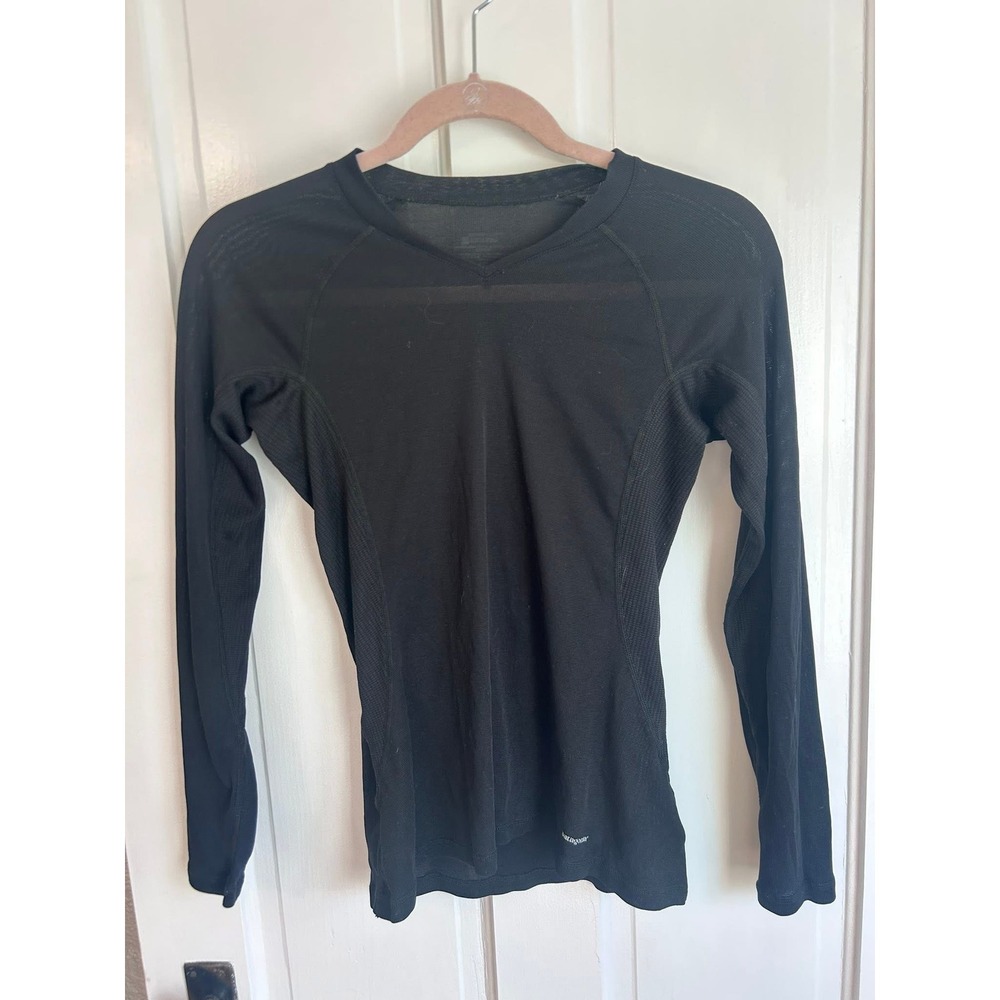 Patagonia Capilene Thermal Base Layer Top Womens XS Black Long Sleeve V-Neck
